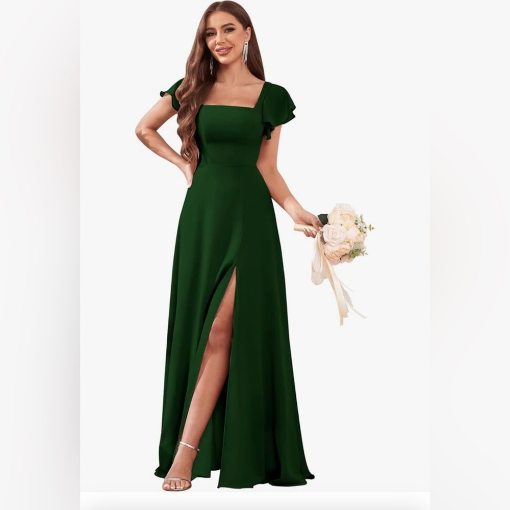 Women's Bridesmaid Evening Formal Dresses Chiffon Long Emerald Green size 4 NEW
